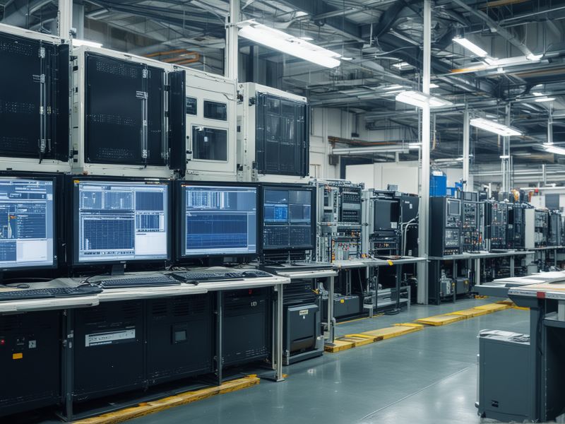 Industrial control systems with PLC programming and SCADA interface for manufacturing automation